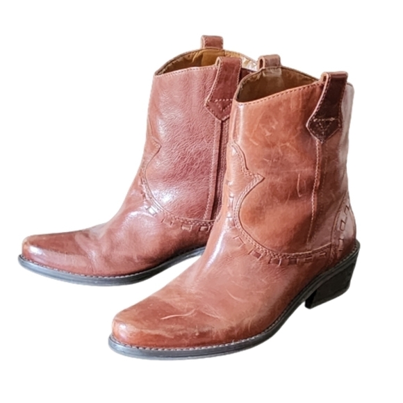 Franco sarto window western brown leather pointed toe ankle booties size 7 - Picture 1 of 11